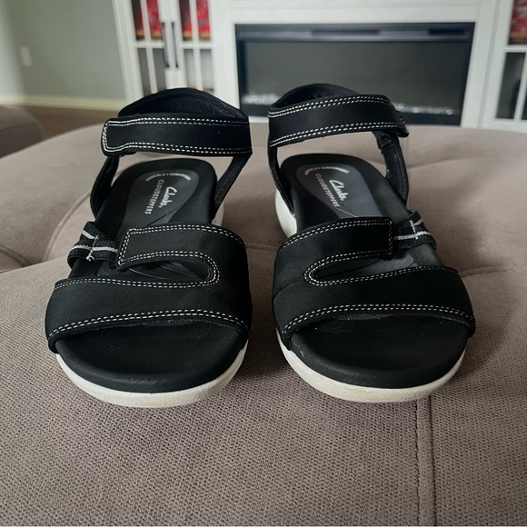 Clarks Cloudsteppers Sandal Glide Hi Shore Denim Black Size 6 M EUC - Picture 10 of 10